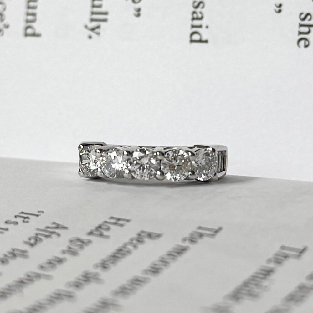Vintage SJD Samara Sterling Silver CZ Anniversary Wedding Band Ring Size 5
